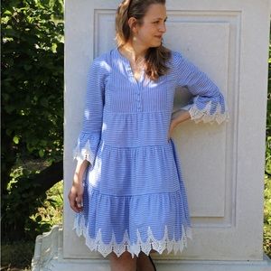 HALLHUBER Blue Striped Tent Dress S